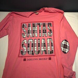 Jadelynn Brook Pink Pullover Christmas T-shirt "Santa's Squad", Size S